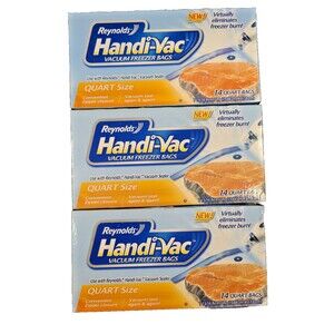 (3) QUART Reynolds Handi-Vac Vacuum Sealer Freezer Bags 14 Count Each = 42 TOTAL